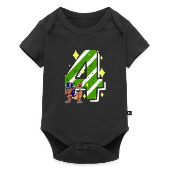 4 Jahre alter Dinosaurier American Football 4. B-Day - Baby Premium Kurzarmbody - Schwarz - Vorne