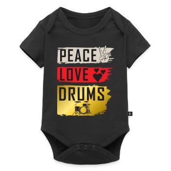 Peace Love Toy Piano Music Instrument - Baby Premium short-sleeve bodysuit - black - Front