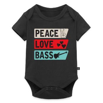 Peace Love Guitare Basse Guitariste Musique - Body à manches courtes Premium Bébé - noir - Devant