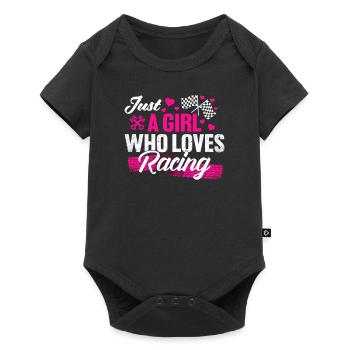 Juste une fille qui aime la course sur piste de terre battue Girlf - Body à manches courtes Premium Bébé - noir - Devant