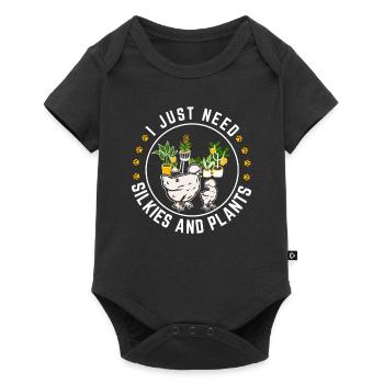 J’ai juste besoin de Silkies et de plantes Slikie Chicken Plan - Body à manches courtes Premium Bébé - noir - Devant