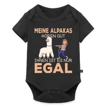 Lustiger Alpaka Spruch für Alpakabesitzer Alpakas - Baby Premium Kurzarmbody - Schwarz - Vorne