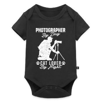 Photographer of Day Cat Lover By Night Cat Lover - Baby Premium short-sleeve bodysuit - black - Front