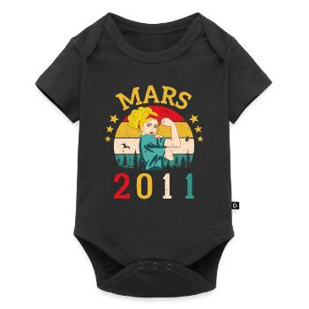 Mars 2011 Anniversaire Idée Cadeau Vintage 2011 - Body à manches courtes Premium Bébé - noir - Devant