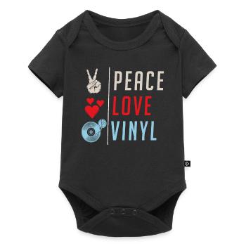 Peace Love Vinyl Music Disque vinyle - Body à manches courtes Premium Bébé - noir - Devant