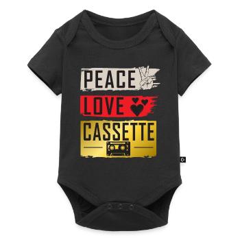 Peace Love Cassette Music Instrument - Baby Premium Kurzarmbody - Schwarz - Vorne