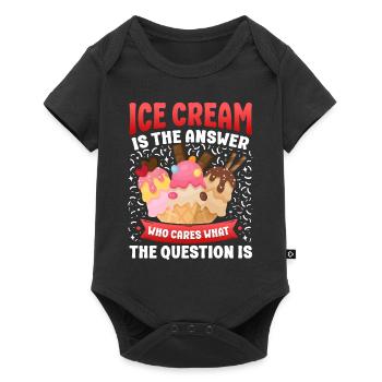 Ice Cream Cone Ice Cream Is The - Baby Premium Kurzarmbody - Schwarz - Vorne