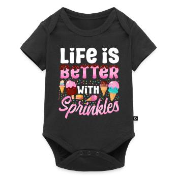 Cône de crème glacée Popsicle La vie est - Body à manches courtes Premium Bébé - noir - Devant