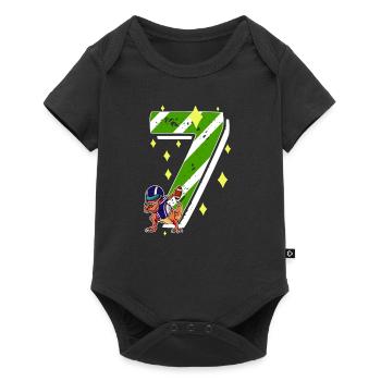 7 Years Old Dino American Football 7th Birthday - Baby Premium short-sleeve bodysuit - black - Front