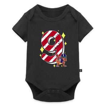 9 Jahre alter Dinosaurier American Football 9. B-Day - Baby Premium Kurzarmbody - Schwarz - Vorne