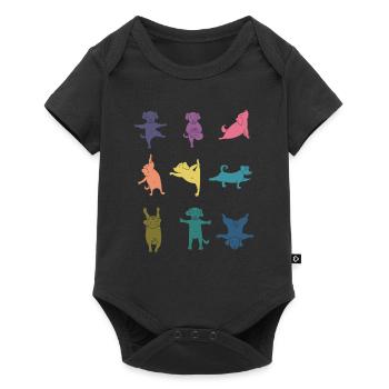Colorful Dog Yoga Pose Funny Yoga Teacher - Baby Premium short-sleeve bodysuit - black - Front