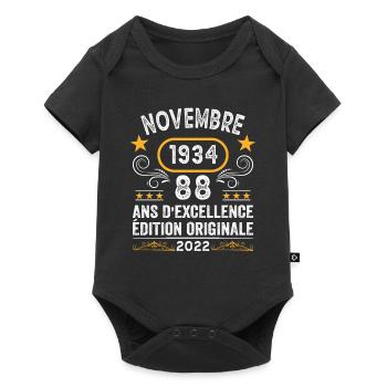 Novembre 1934 88 Ans Anniversaire Idée Cadeau - Body à manches courtes Premium Bébé - noir - Devant