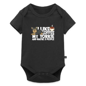 Ich mag Kaffee mein Yorkie und vielleicht 3 Leute - - Baby Premium Kurzarmbody - Schwarz - Vorne