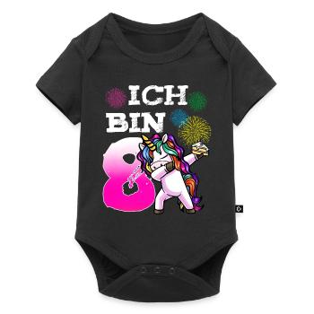 Achter Geburtstag Mädchen 8 Jahre - Baby Premium Kurzarmbody - Schwarz - Vorne