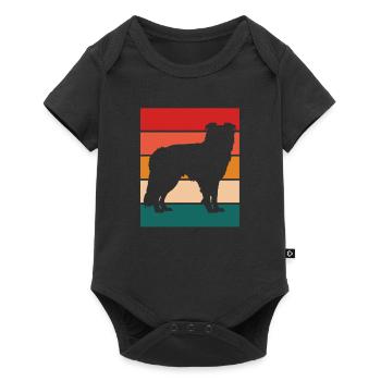 Border collie silhoutte avec couleur rétro - Body à manches courtes Premium Bébé - noir - Devant