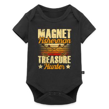 Magnetfischer Schatzsucher Magnet Magnetfischen - Baby Premium Kurzarmbody - Schwarz - Vorne