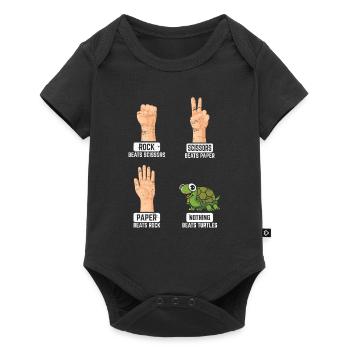 Rock Paper Scissors Nothing Beats Turtles Funny Tu - Baby Premium Kurzarmbody - Schwarz - Vorne