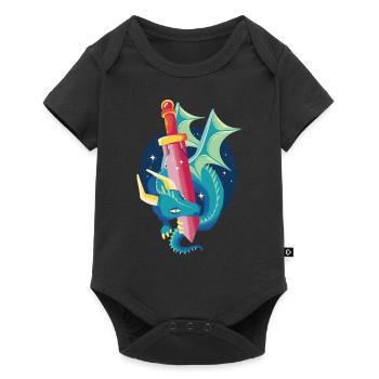 Niedliche Drachenfantasieschwert Mythische Kreatur - Baby Premium Kurzarmbody - Schwarz - Vorne