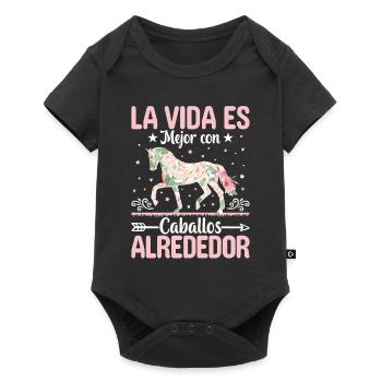 La Vie Est Meilleure Avec Des Chevaux - Body à manches courtes Premium Bébé - noir - Devant
