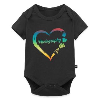 Photography Camera Lens - Baby Premium Kurzarmbody - Schwarz - Vorne