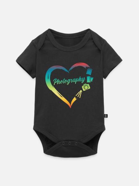 Photography Camera Lens - Baby Premium Kurzarmbody - Schwarz