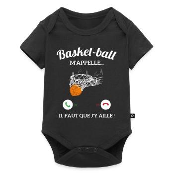 Le Basketball m'appelle faut que j'y aille ! - Body à manches courtes Premium Bébé - noir - Devant