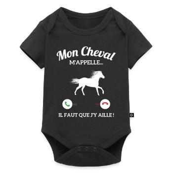 Mon Cheval M'appelle Il Faut Que J'y Aille - Body à manches courtes Premium Bébé - noir - Devant