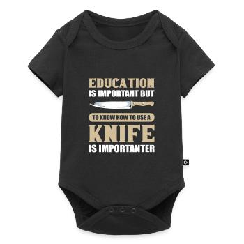 Education is Important Knife Collector Hunting - Baby Premium Kurzarmbody - Schwarz - Vorne