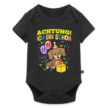 Achtung Ich Bin Schon 11 Geburtstag Dackel - Baby Premium Kurzarmbody - Schwarz - Vorne