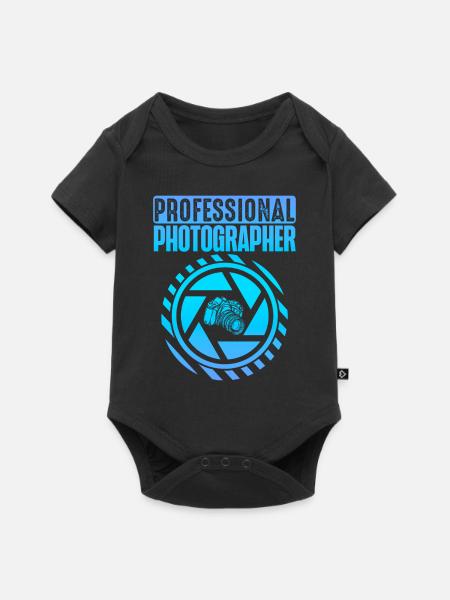 Photography Camera Lens - Baby Premium Kurzarmbody - Schwarz