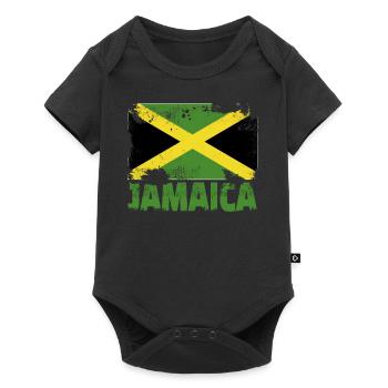 Jamaika -Flagge Vintage Distressed Jamaican Grunge - Baby Premium Kurzarmbody - Schwarz - Vorne