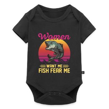 Women Want Me Fish Fear Me Angler Fisherman - Baby Premium short-sleeve bodysuit - black - Front