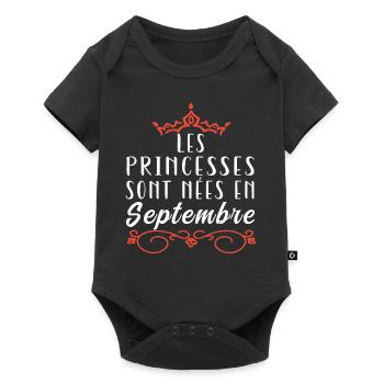 Les Princesse Sont Nées En Septembre Anniversaire - Body à manches courtes Premium Bébé - noir - Devant