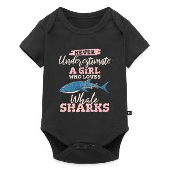 Never Underestimate A Girl Who Loves Whale Sharks - Baby Premium Kurzarmbody - Schwarz - Vorne