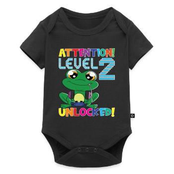 Attention Level 2 Unlocked Geburtstag - Baby Premium Kurzarmbody - Schwarz - Vorne