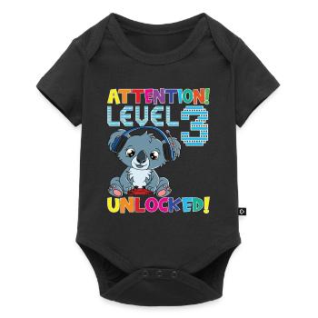 Level 3 Unlocked Gaming Birthday - Baby Premium short-sleeve bodysuit - black - Front