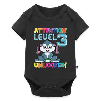Level 3 Unlocked Gaming Birthday - Baby Premium short-sleeve bodysuit - black - Front