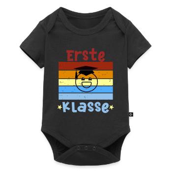 1. Klasse Smile Schulbeginn T shirt - Baby Premium Kurzarmbody - Schwarz - Vorne