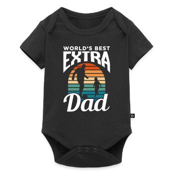 Weltbester Ersatzvater Stiefpapa Stiefvater - Baby Premium Kurzarmbody - Schwarz - Vorne