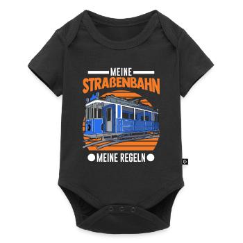 Meine Straßenbahn Meine Regeln Tram S-Bahn - Baby Premium Kurzarmbody - Schwarz - Vorne