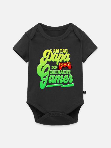 Zocken Gaming Papa - Baby Premium Kurzarmbody - Schwarz