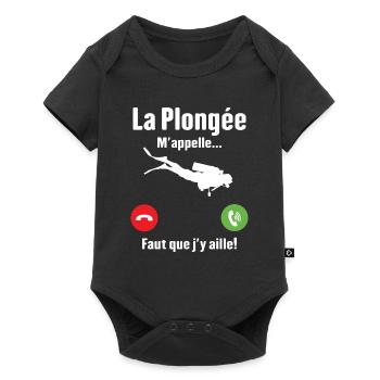 La plongée m'appelle cadeau humour plongeur - Body à manches courtes Premium Bébé - noir - Devant
