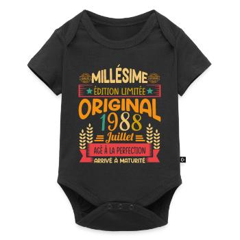 Millésime Né(e) Juillet 1988 Cadeau Anniversaire - Body à manches courtes Premium Bébé - noir - Devant