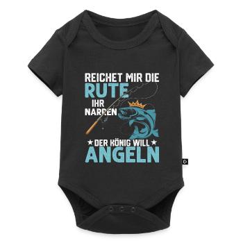 Reichet mir die Rute ihr Narren Angler Fischer - Baby Premium Kurzarmbody - Schwarz - Vorne