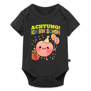 Achtung Ich Bin Schon 2 Geburtstag Pfirsich - Baby Premium Kurzarmbody - Schwarz - Vorne