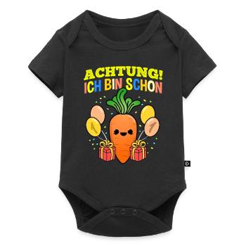 Achtung Ich Bin Schon 1 Geburtstag Karotte - Baby Premium Kurzarmbody - Schwarz - Vorne