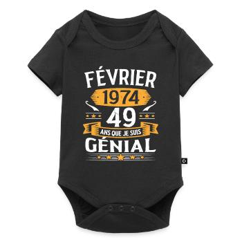 Février 1974 49 Ans Anniversaire Vintage Cadeau - Body à manches courtes Premium Bébé - noir - Devant