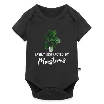 Easily Distracted By Monstera's Monstera Mom Plant - Baby Premium short-sleeve bodysuit - black - Front
