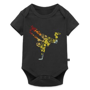 Breakdance Sillhouette Street Dance Breakdance Ges - Baby Premium Kurzarmbody - Schwarz - Vorne