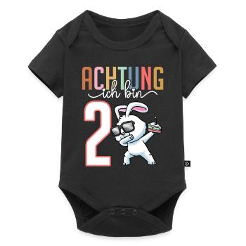 2. Geburtstag Mädchen 2 Jahre Hase - Baby Premium Kurzarmbody - Schwarz - Vorne